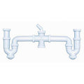 Sifón curvo doble Crearplast C-59 blanco con toma para electrodoméstico y racors extensibles para fregadero.