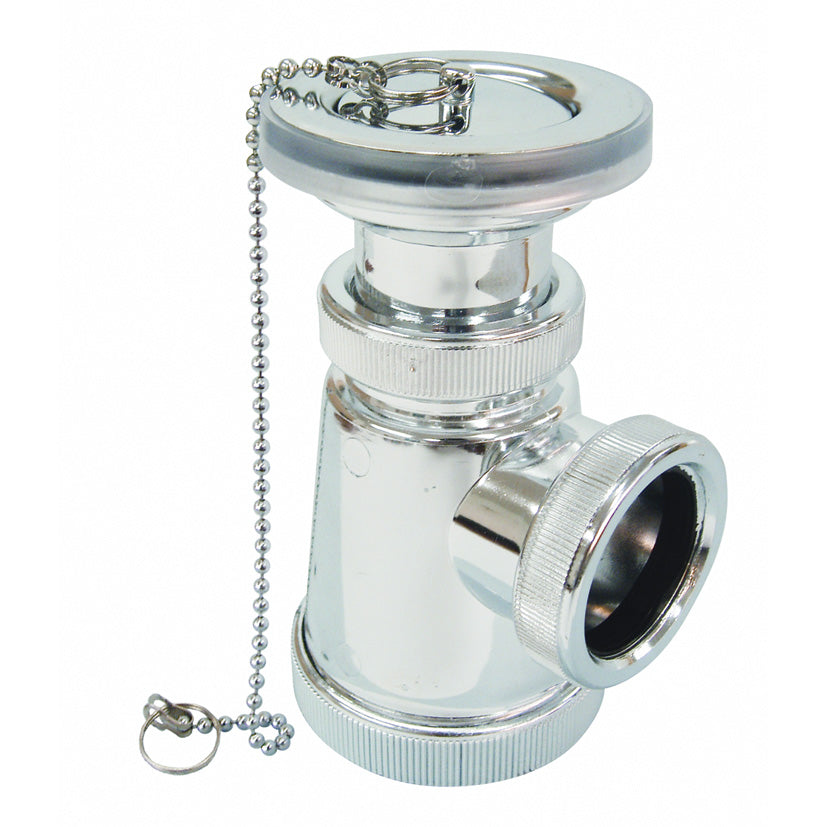 Sifón de botella corto Crearplast C-24C cromado con tapón y cadena para lavabo o bidé