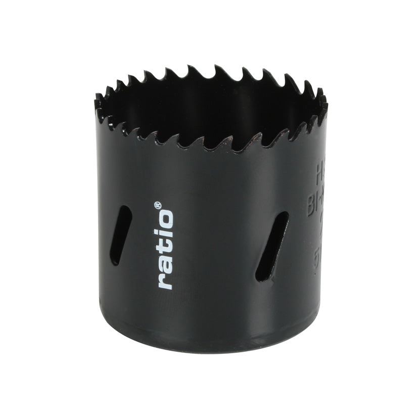 Sierra de corona bimetal RATIO HSS-Co 8% color negro con ranuras de expulsión de viruta