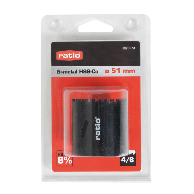 Blíster de sierra corona RATIO Bi-metal HSS-Co de 51 mm para corte de acero inoxidable