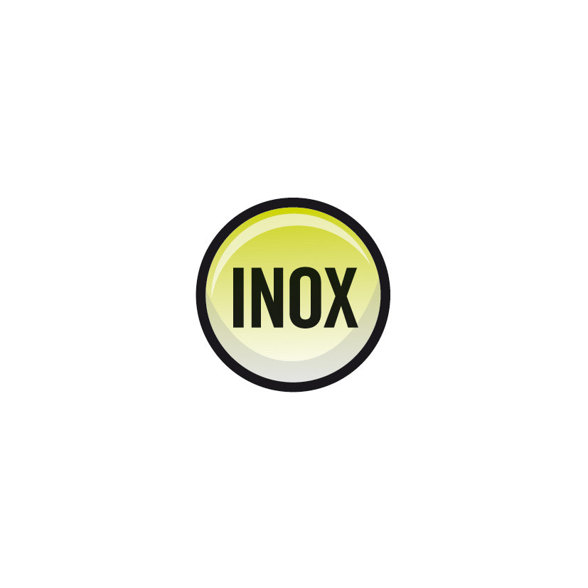Sello distintivo INOX que garantiza el cuerpo de acero inoxidable de la bomba de drenaje LISTA.