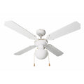 Ventilador de techo blanco Habitex VTR-1000B con 4 aspas y lámpara central integrada.