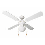 Ventilador de techo blanco Habitex VTR-1000B con 4 aspas y lámpara central integrada.