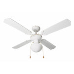 Ventilador de techo blanco Habitex VTR-1000B con 4 aspas y lámpara central integrada.