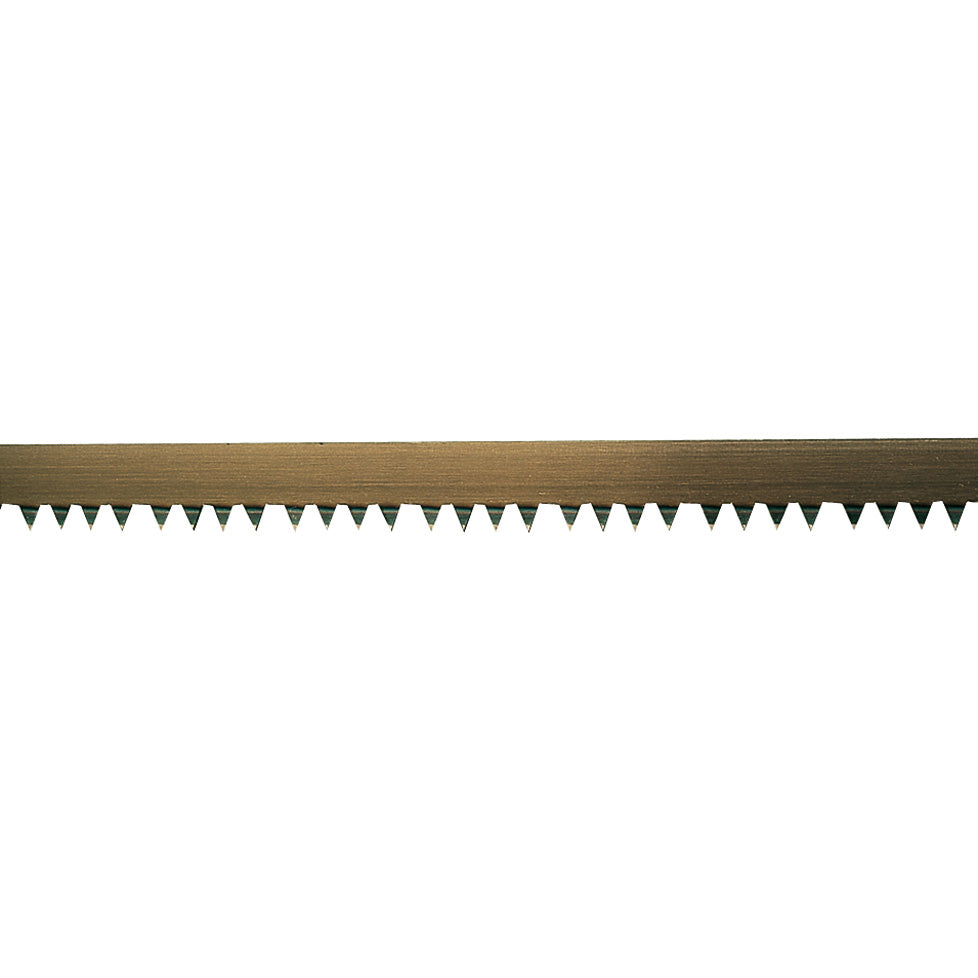 Primer plano de los dientes de una hoja de sierra de recambio LISTA para madera seca