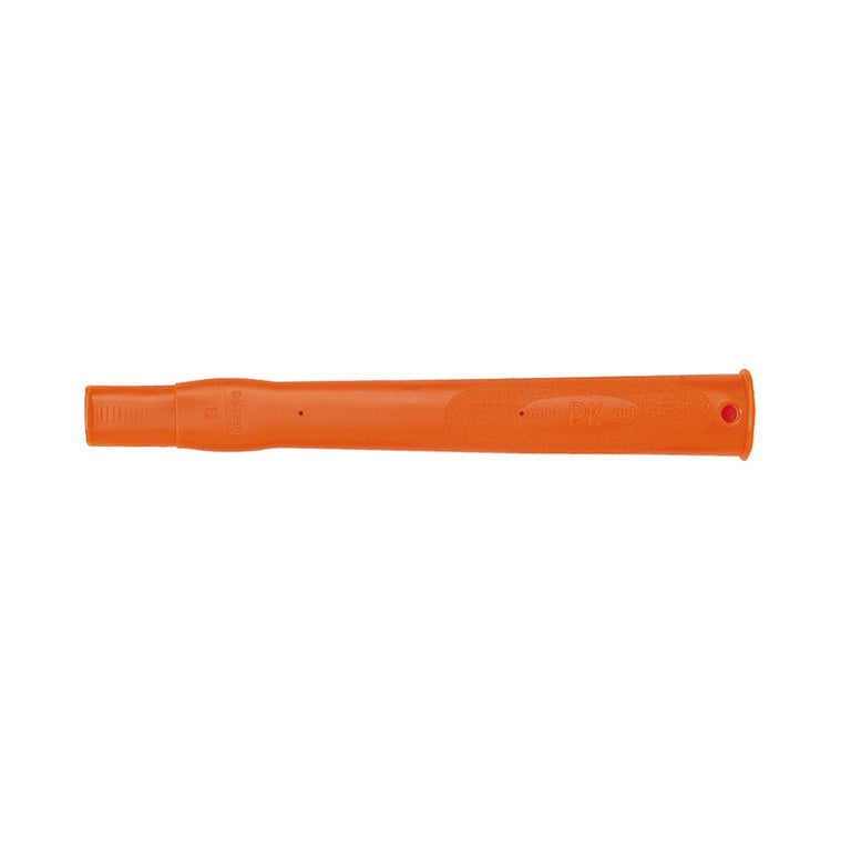 Mango de plástico naranja para maceta de albañil con diseño ergonómico y orificio para colgar.