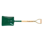 Pala cuadrada Lista Nº3 de acero templado verde con mango de madera y empuñadura de anilla