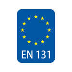 Logotipo de certificación europea EN 131 que garantiza la seguridad y calidad de la escalera