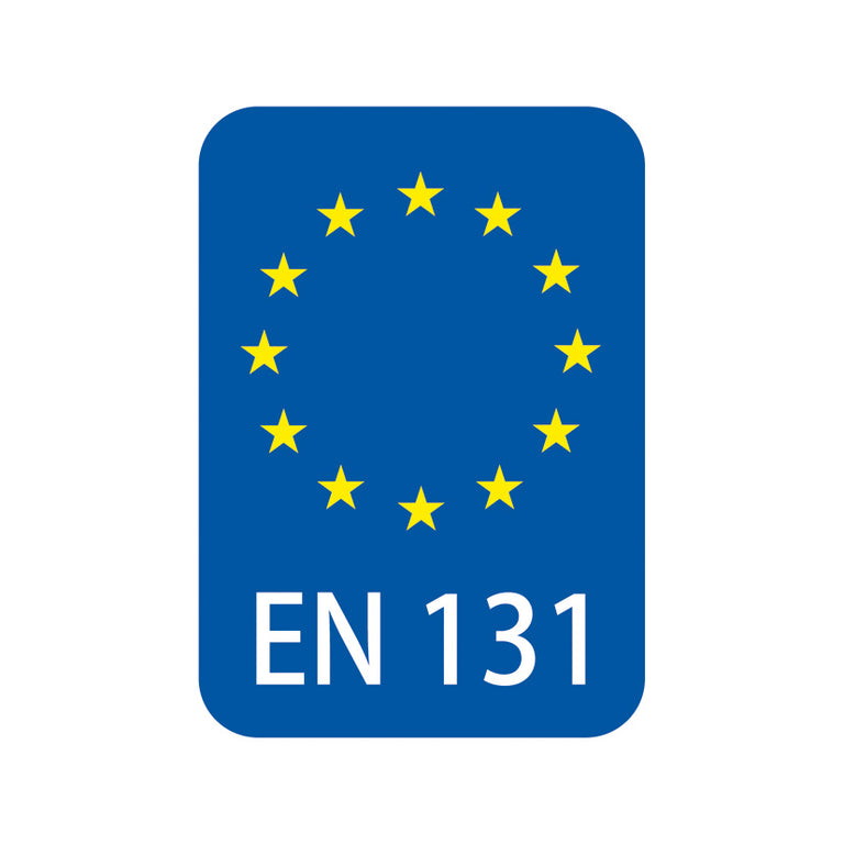 Logotipo de certificación europea EN 131 que garantiza la seguridad y calidad de la escalera