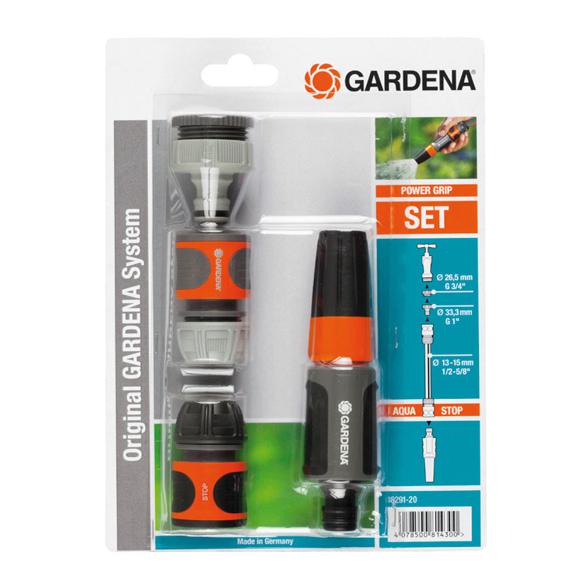 Kit de riego GARDENA con lanza de limpieza, conectores de manguera 13-15mm y adaptadores de grifo en blíster original