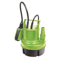 Bomba sumergible LISTA Hidrosub AL-58 verde para aguas limpias con interruptor de flotador y cable negro.