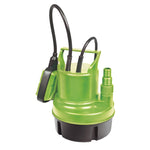 Bomba sumergible LISTA Hidrosub AL-58 verde para aguas limpias con interruptor de flotador y cable negro.