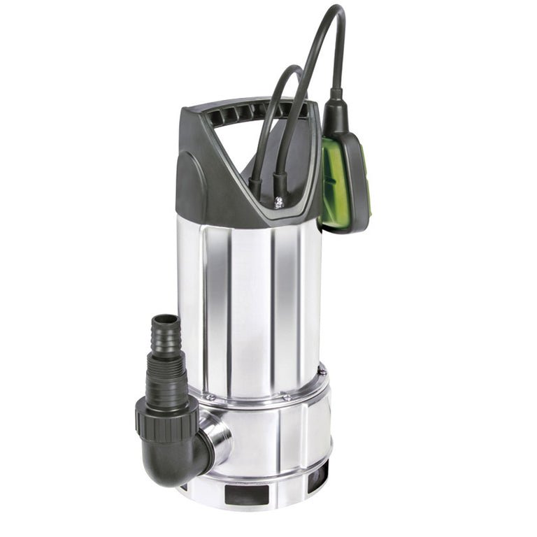 Bomba sumergible LISTA Hidrosub AS-233 en acero inoxidable con boya de nivel y adaptador de manguera.
