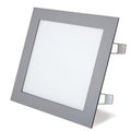 Downlight LED cuadrado DUOLEC Oporto color plata con clips de fijación laterales para empotrar