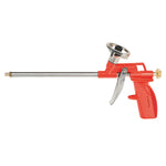 Pistola aplicadora de espuma de poliuretano RATIO 5157 con cuerpo ergonómico rojo y cañón de acero.