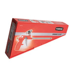 Embalaje original de la pistola para espuma PU RATIO Power 5157 con especificaciones visibles.