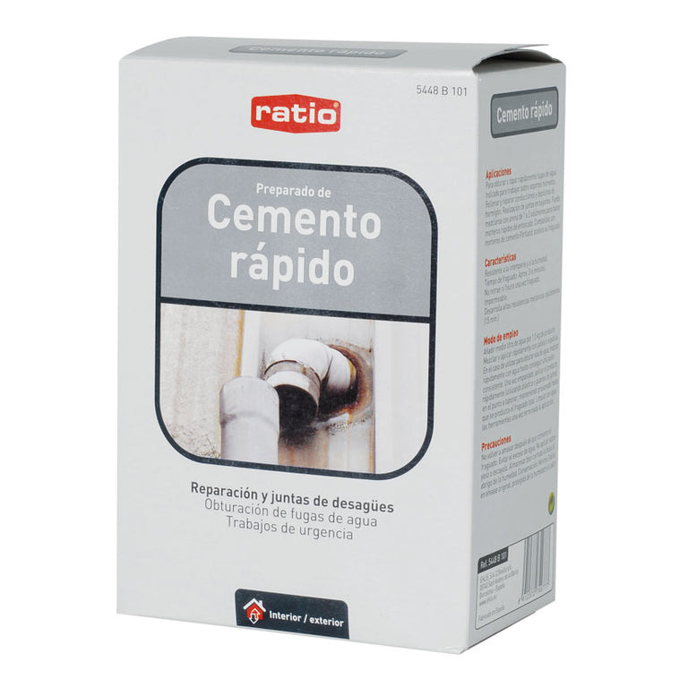Caja de Cemento Rápido RATIO de 1,5 kg para reparación de juntas, desagües y fugas de agua en interior y exterior.