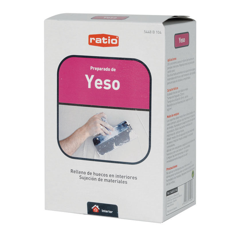 Envase de Yeso Preparado RATIO de 1kg para relleno de huecos y fijación de materiales en interiores