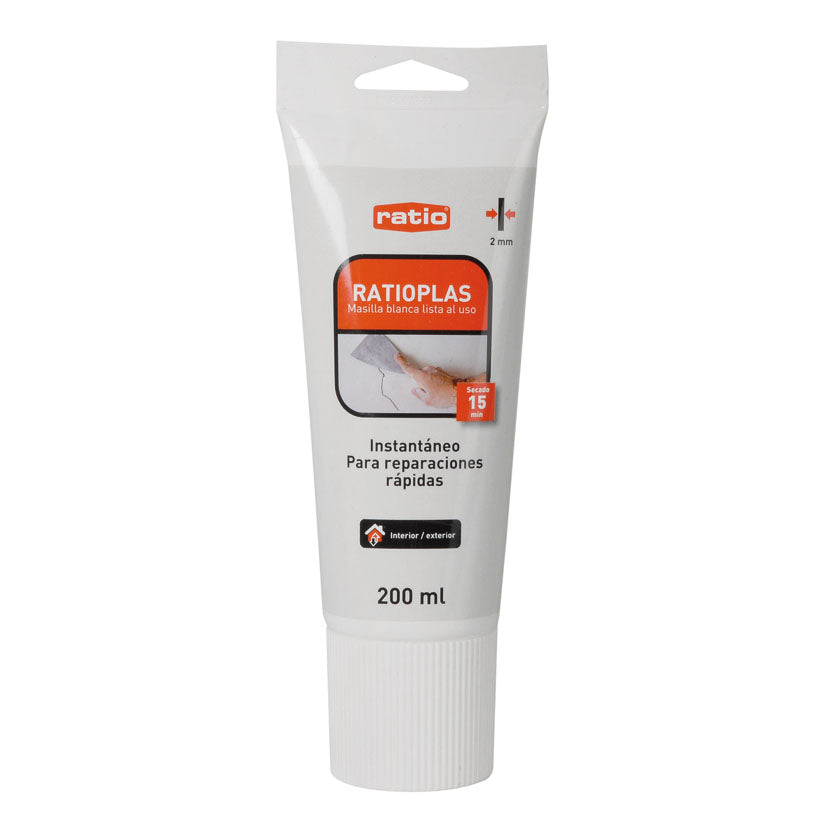 Tubo de 200 ml de masilla instantánea RATIO Ratioplas de secado rápido 15 minutos para reparaciones.
