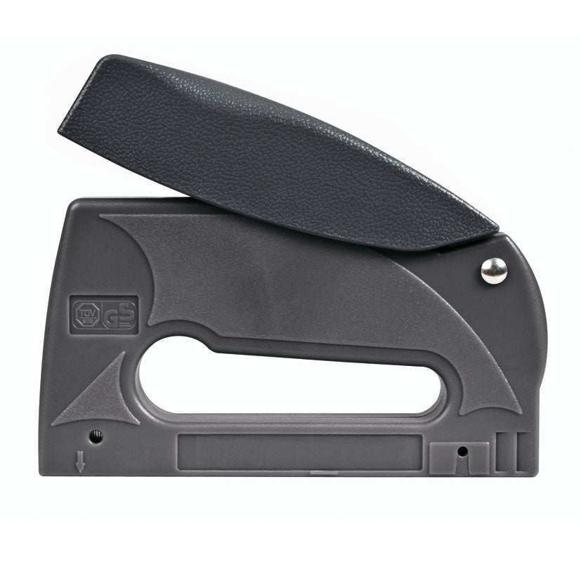 Vista lateral de la grapadora 3 en 1 RATIO ACR150 fabricada en ABS resistente.
