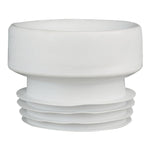Manguito WC concéntrico blanco flexible con juntas integradas para instalación sanitaria.