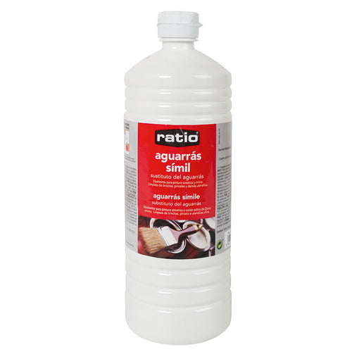 Envase de disolvente sustituto de aguarrás RATIO para mantenimiento profesional de brochas y pinceles.