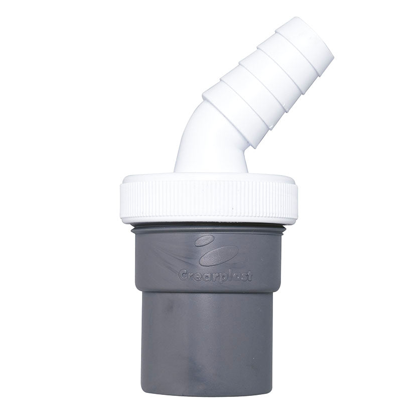 Toma de desagüe sencilla Crearplast C-166 para encolar en tubería de 40mm, conexión para un electrodoméstico.