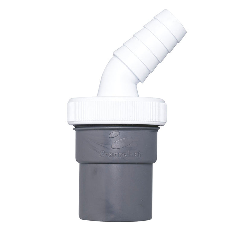 Toma de desagüe sencilla Crearplast C-166 para encolar en tubería de 40mm, conexión para un electrodoméstico.