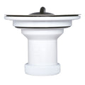 Válvula de desagüe para fregadero Crearplast C-82 de 115 mm en acero inoxidable y PVC blanco con tapón negro