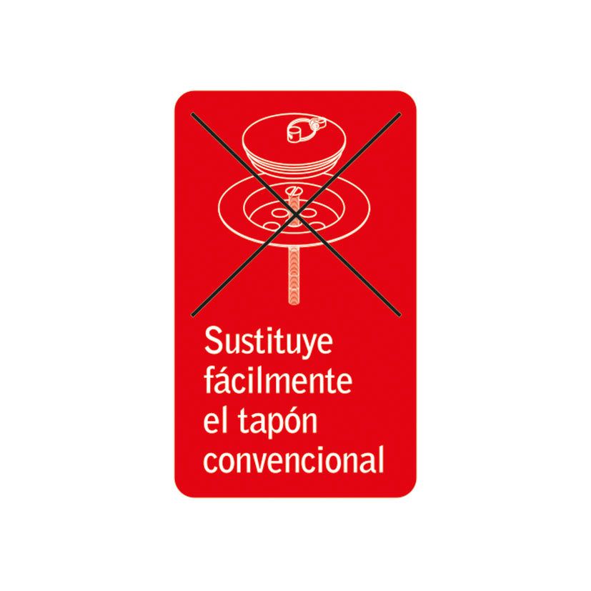 Infografía explicativa sobre la sustitución fácil de un tapón convencional por el sistema automático Habitex.