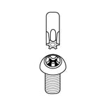 Diagrama técnico detallado de punta Torx de seguridad y tornillo inviolable compatible