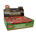 Caja expositora de cartuchos deshollinadores PQS para mantenimiento de estufas y hornos de leña