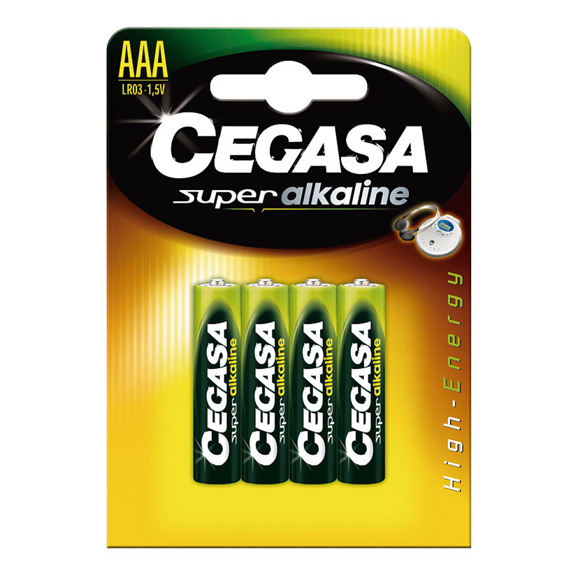 Blíster de 4 pilas alcalinas CEGASA AAA LR03 Super Alkaline 1.5V