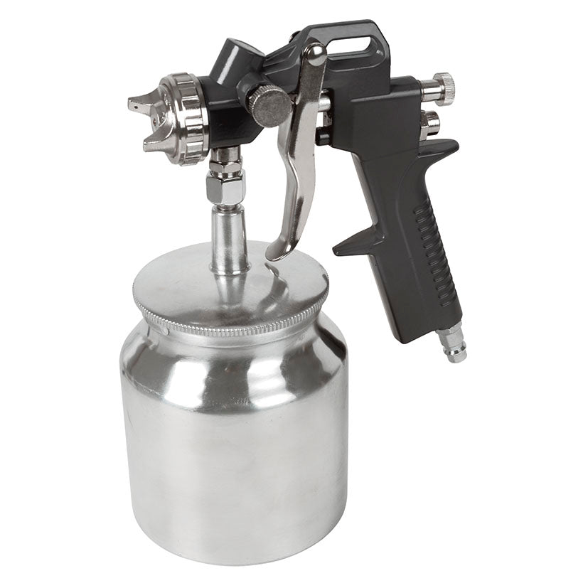 Pistola de pintar RATIO 696-12 con depósito inferior metálico de 750cc y boquilla ajustable para bricolaje.