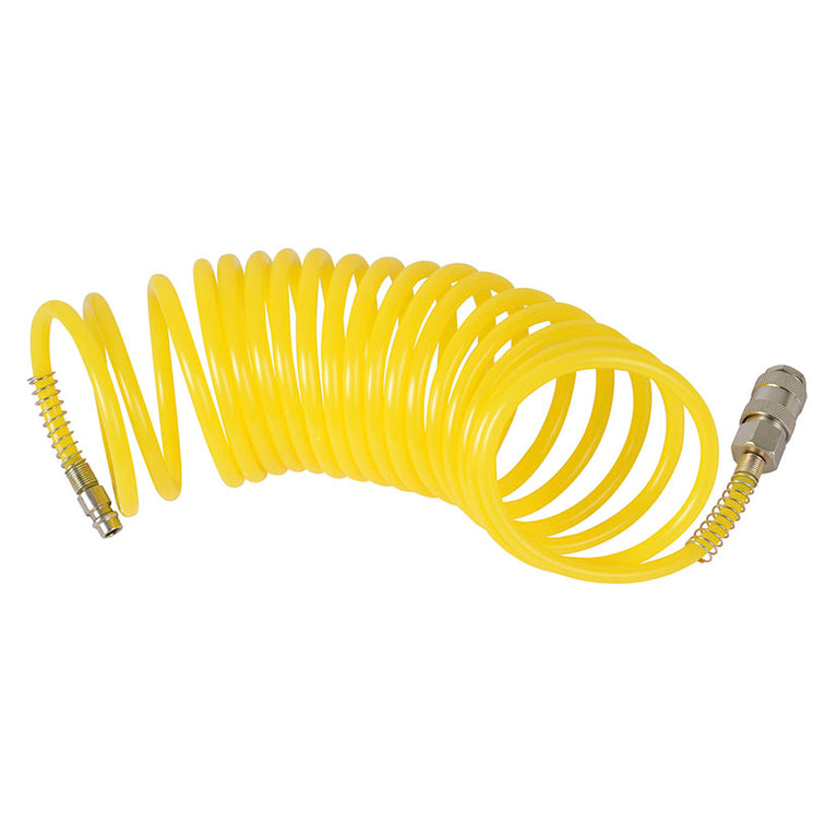 Tubo espiral amarillo RATIO de 5 metros con protección de muelle en los extremos.