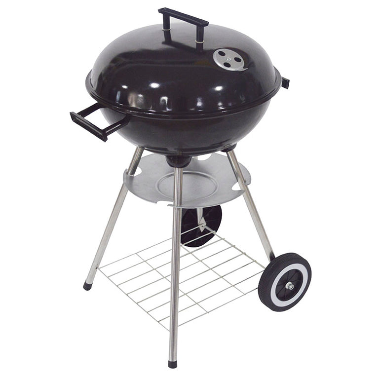 Barbacoa de carbón HABITEX Supergrill 48 con tapa de acero esmaltado, parrilla cromada y ruedas de transporte