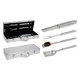Set 4 Utensilios Barbacoa Acero Inox con Maletín Rígido