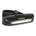 Luz frontal LED COB RATIO BikeLight 5577HD negra con soporte de goma y botón de encendido superior.