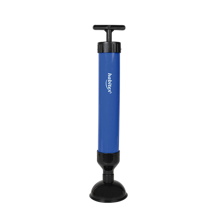 Desatascador neumático Habitex para fregaderos y baños con ventosa estrecha y mango ergonómico.