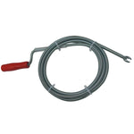 Desobturador flexible HABITEX de acero elástico con mango rojo y punta de garra para desatascar tuberías.