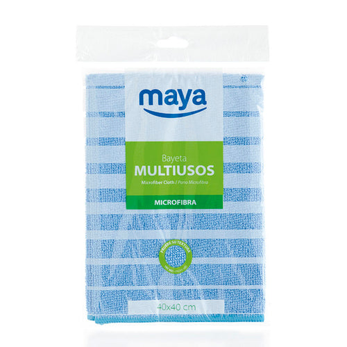 Bayeta de microfibra multiusos Maya Microtex color azul de 40x40 cm para limpieza de superficies.