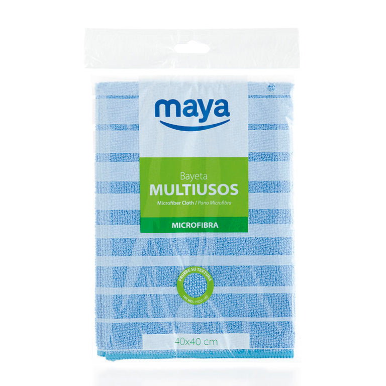 Bayeta de microfibra multiusos Maya Microtex color azul de 40x40 cm para limpieza de superficies.