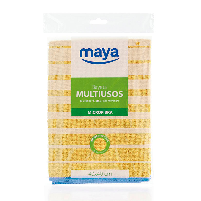 Gamuza de microfibra Maya Microtex color amarillo de 40x40 cm con textura de alta absorción.