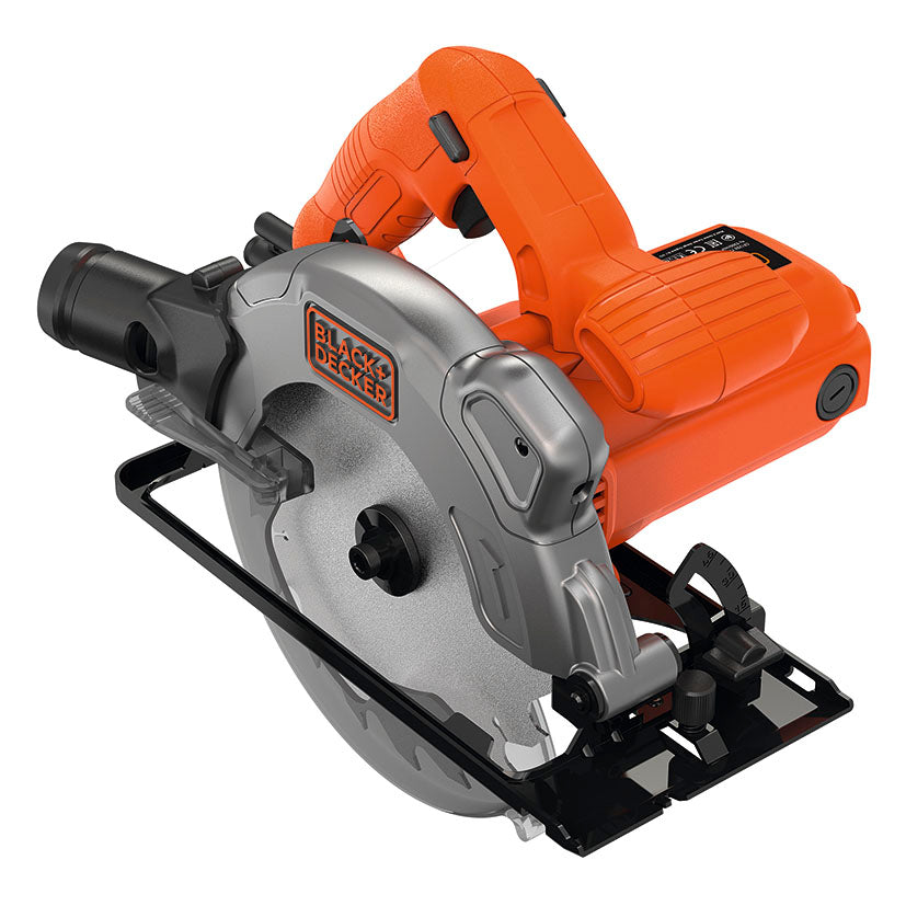 Sierra circular Black+Decker CS1250L-QS de 1250W con disco de 190mm y guía láser para cortes de precisión.