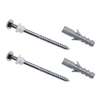 Pareja de tornillos fijación vertical 5x75mm Fominaya para sanitarios con cabeza de latón cromado y tacos.