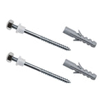 Pareja de tornillos fijación vertical 5x75mm Fominaya para sanitarios con cabeza de latón cromado y tacos.