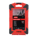 Estuche bimaterial rojo y negro cerrado del kit de brocas para madera RATIO modelo 1578H8.