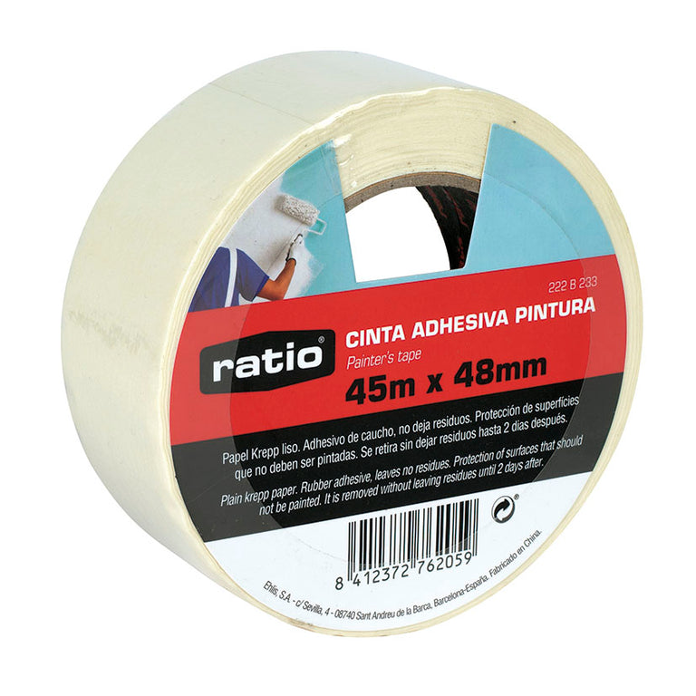 Cinta de pintor Ratio 48mm x 45m papel krepp liso para protección de superficies