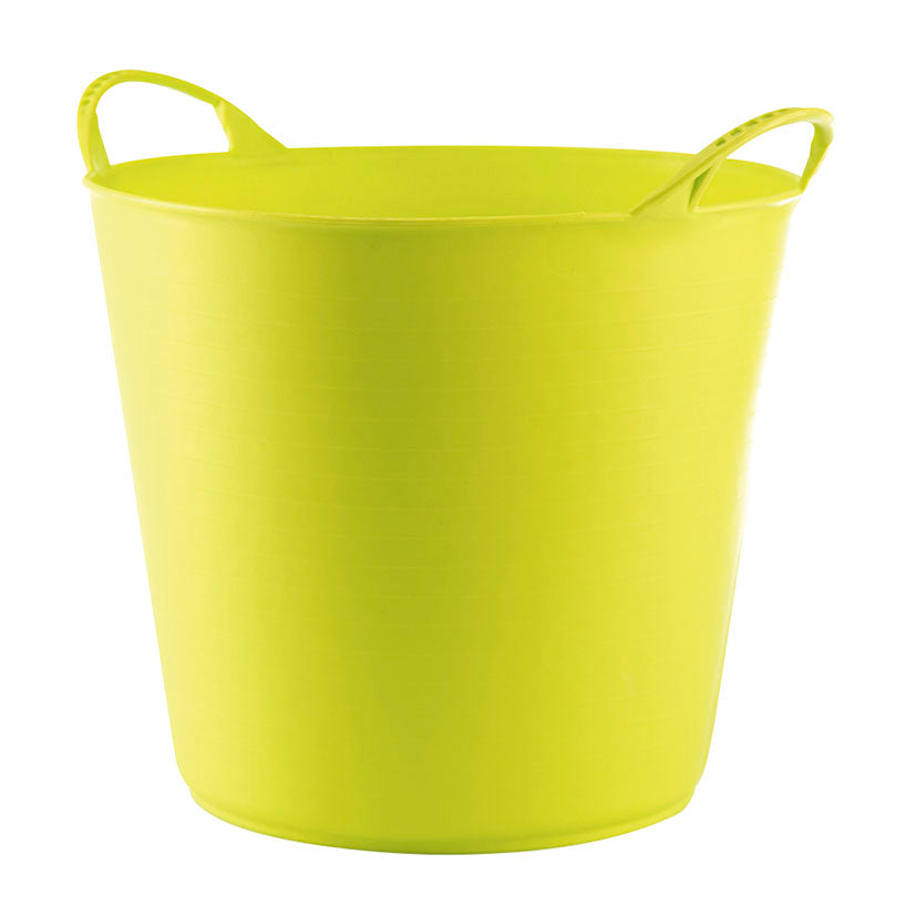 Capazo de plástico flexible verde pistacho con asas ergonómicas reforzadas