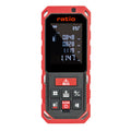 Medidor de distancias láser RATIO RLM315 con pantalla digital encendida mostrando mediciones y ángulo de 89.2 grados.